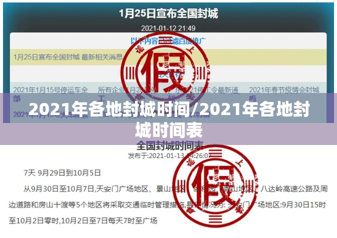 2021年各地封城时间/2021年各地封城时间表