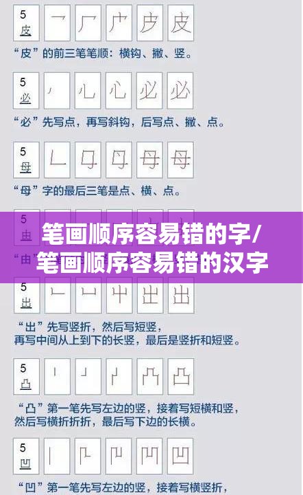 笔画顺序容易错的字/笔画顺序容易错的汉字