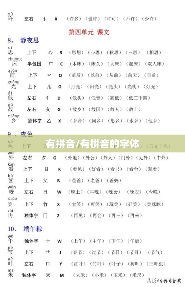 有拼音/有拼音的字体