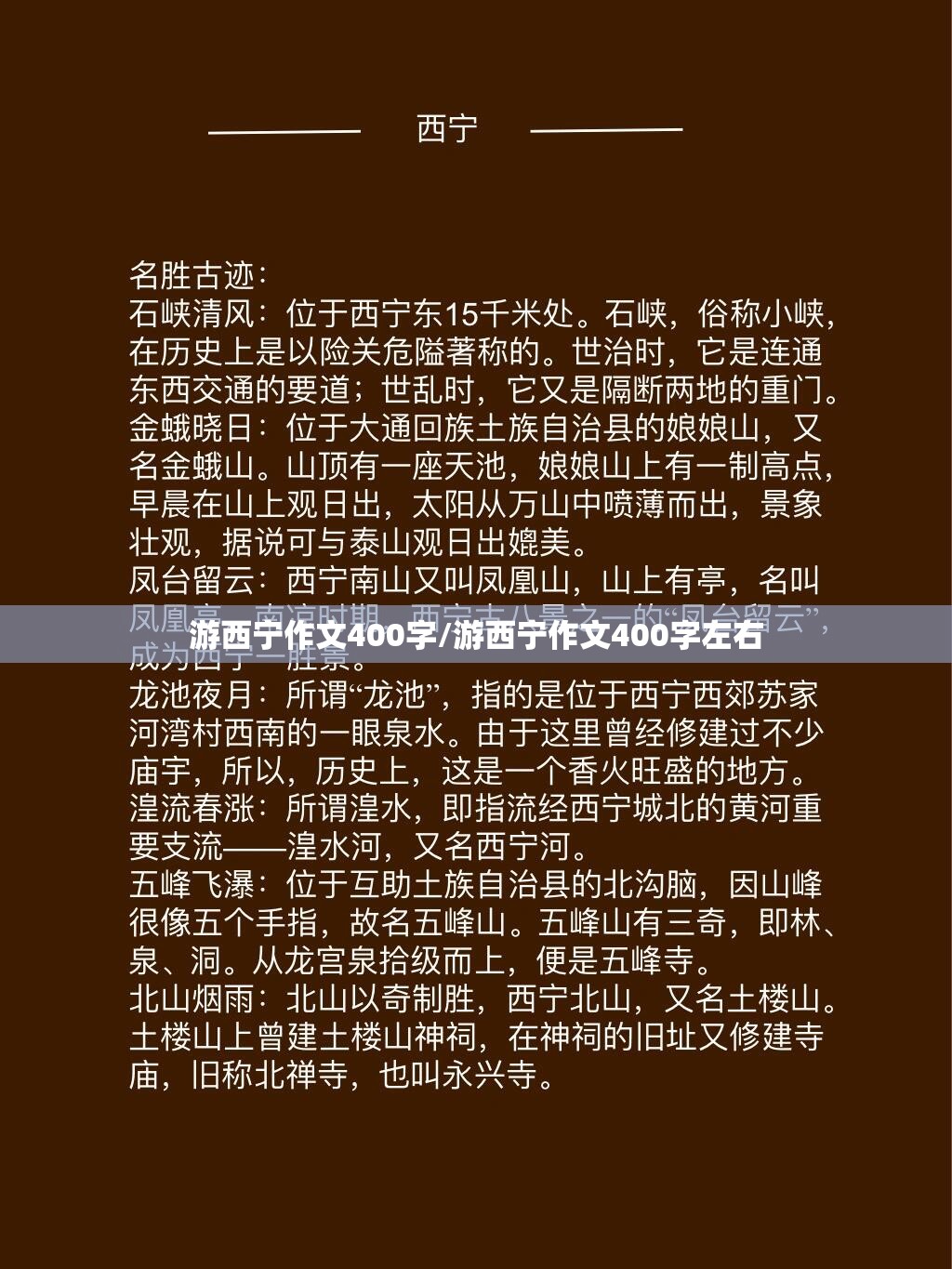 游西宁作文400字/游西宁作文400字左右