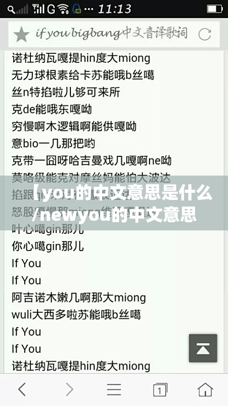 【you的中文意思是什么/newyou的中文意思是什么】