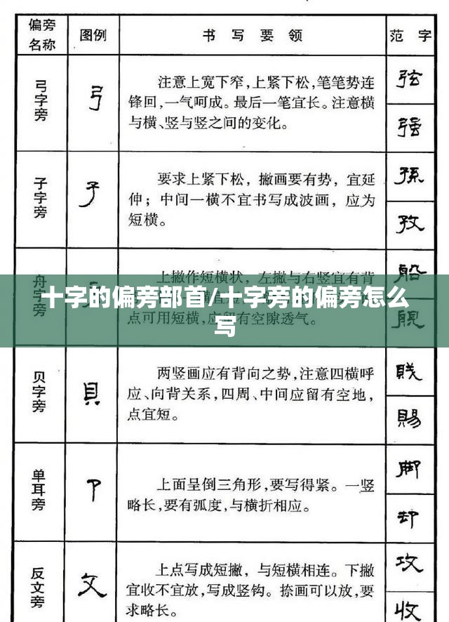 十字的偏旁部首/十字旁的偏旁怎么写