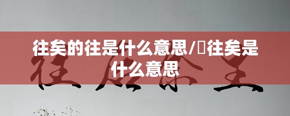 往矣的往是什么意思/伹往矣是什么意思