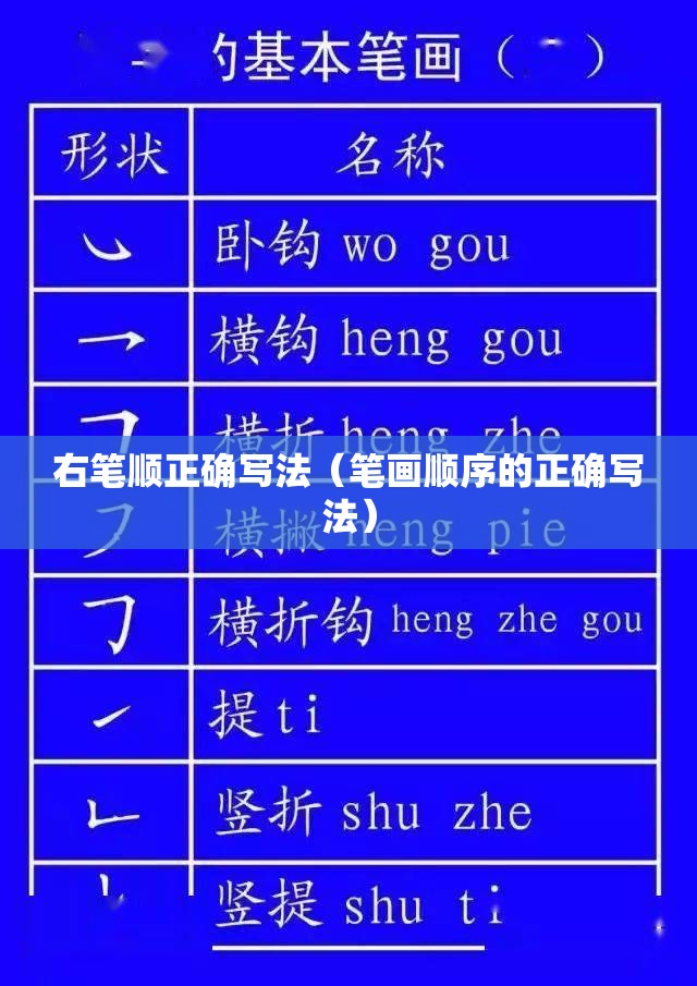 右笔顺正确写法（笔画顺序的正确写法）