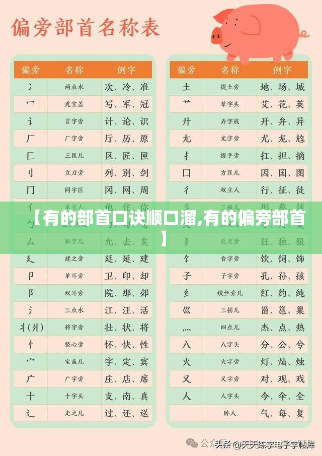 【有的部首口诀顺口溜,有的偏旁部首】