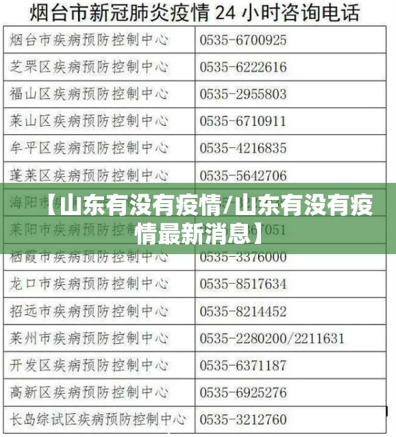【山东有没有疫情/山东有没有疫情最新消息】