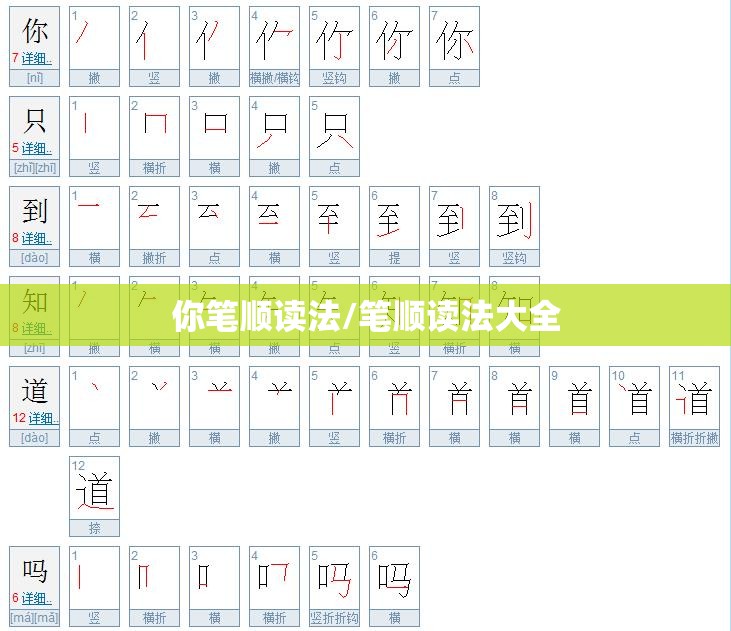 你笔顺读法/笔顺读法大全