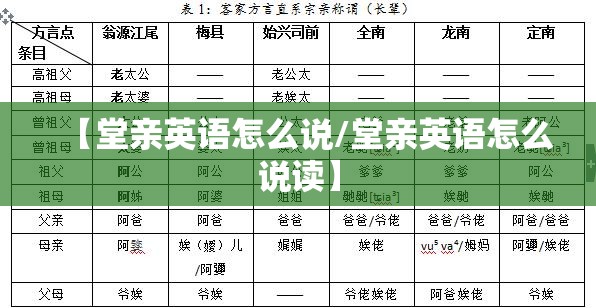 【堂亲英语怎么说/堂亲英语怎么说读】