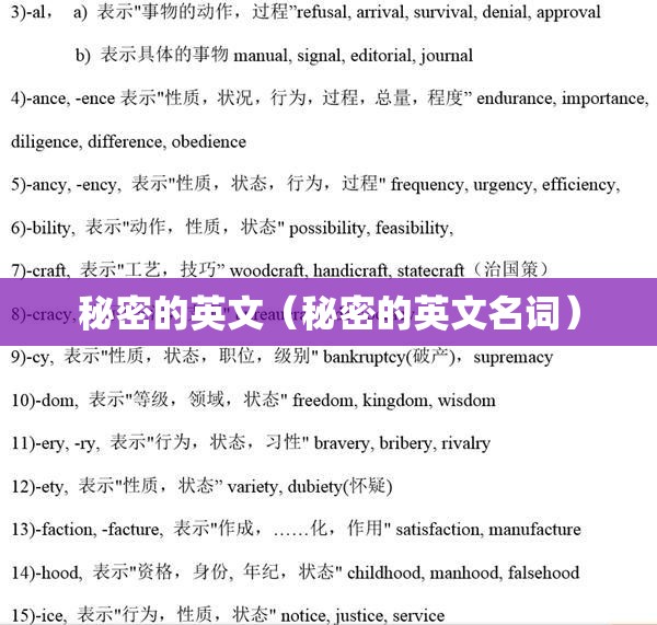 秘密的英文（秘密的英文名词）