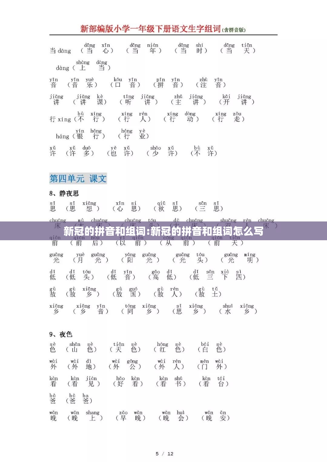 新冠的拼音和组词:新冠的拼音和组词怎么写