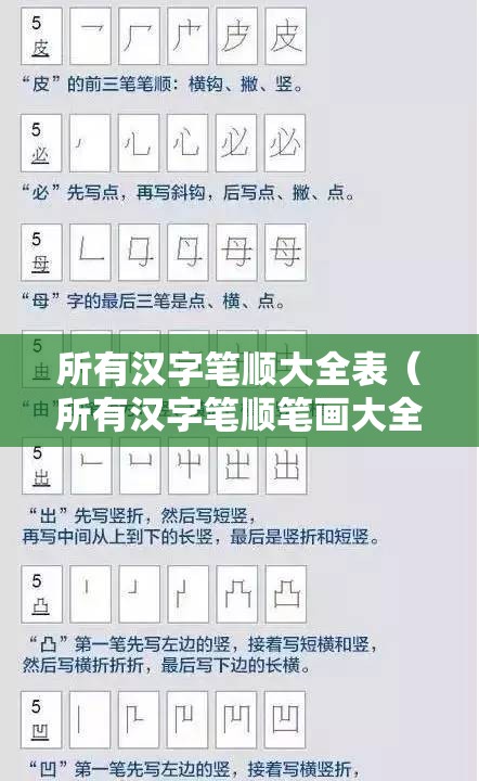 所有汉字笔顺大全表（所有汉字笔顺笔画大全）