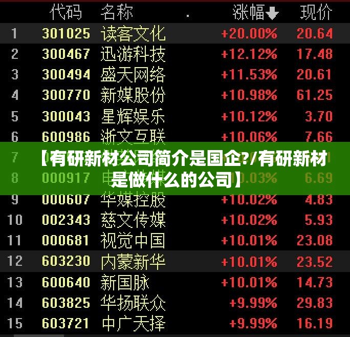 【有研新材公司简介是国企?/有研新材是做什么的公司】