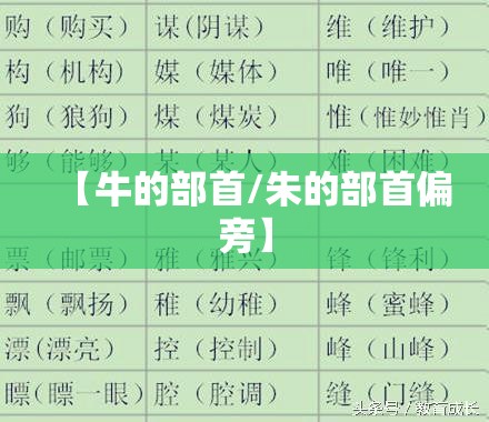 【牛的部首/朱的部首偏旁】