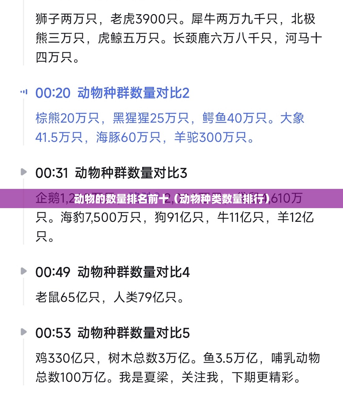 动物的数量排名前十（动物种类数量排行）