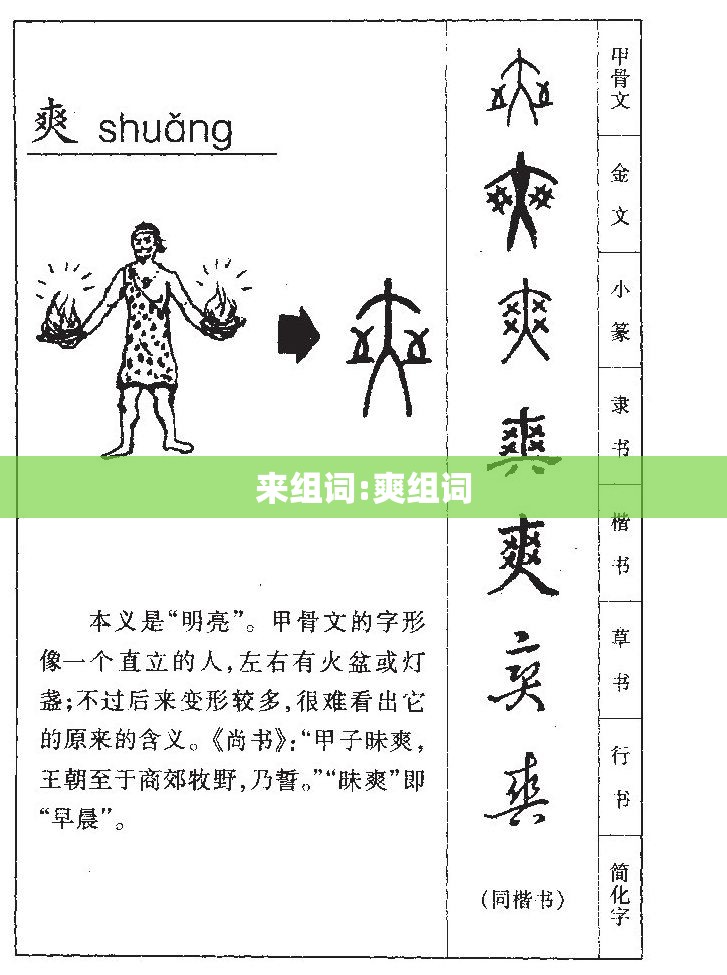来组词:爽组词