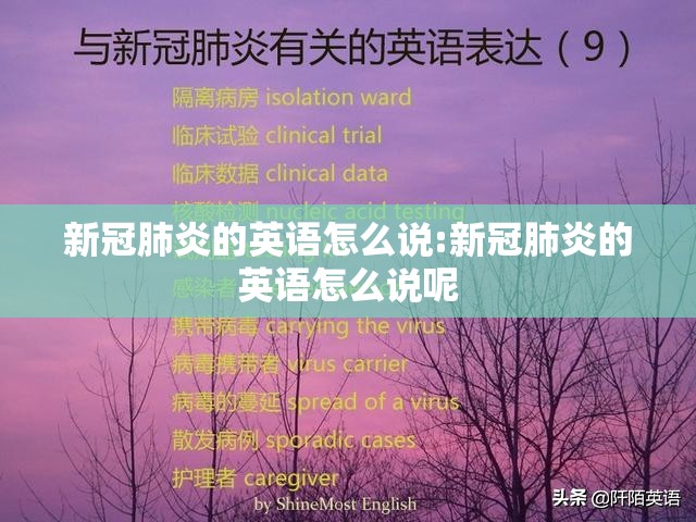 新冠肺炎的英语怎么说:新冠肺炎的英语怎么说呢