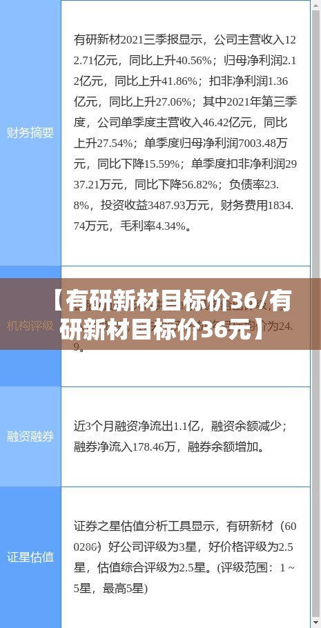 【有研新材目标价36/有研新材目标价36元】