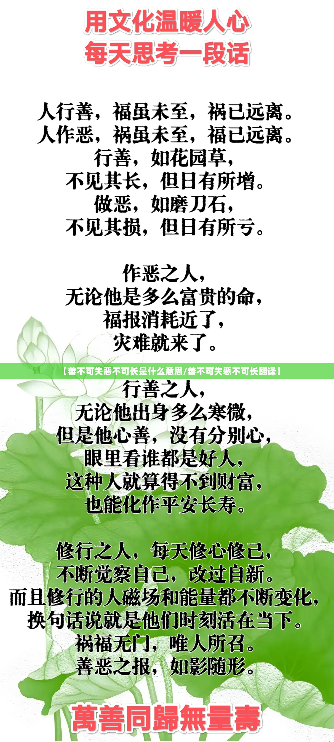 【善不可失恶不可长是什么意思/善不可失恶不可长翻译】