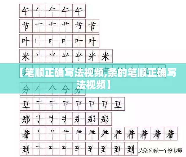 【笔顺正确写法视频,条的笔顺正确写法视频】
