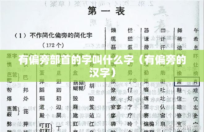 有偏旁部首的字叫什么字（有偏旁的汉字）