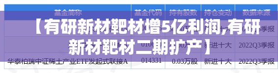 【有研新材靶材增5亿利润,有研新材靶材二期扩产】