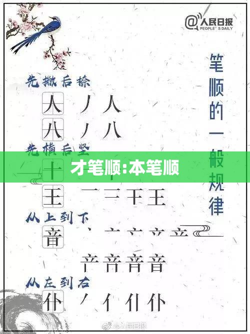 才笔顺:本笔顺
