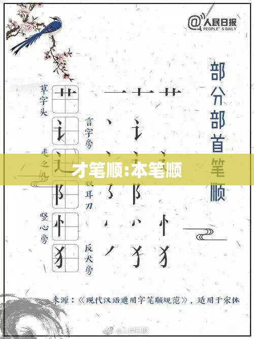 才笔顺:本笔顺