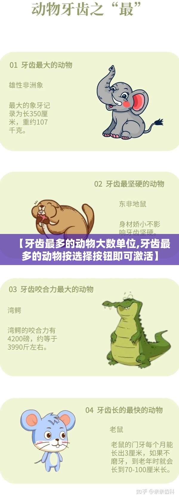 【牙齿最多的动物大数单位,牙齿最多的动物按选择按钮即可激活】