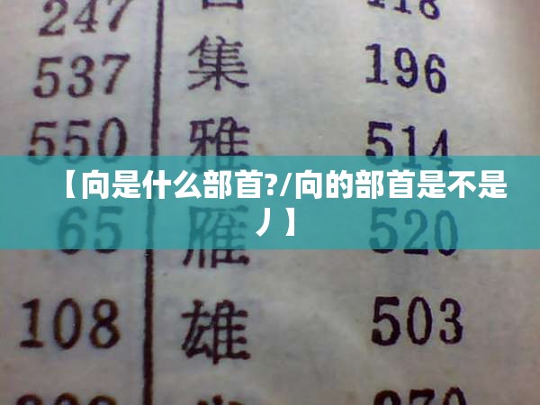 【向是什么部首?/向的部首是不是丿】