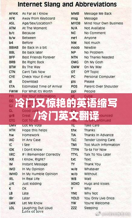 冷门又惊艳的英语缩写/冷门英文翻译