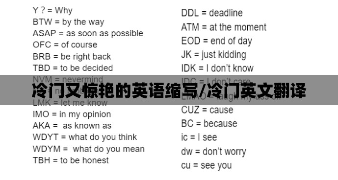 冷门又惊艳的英语缩写/冷门英文翻译