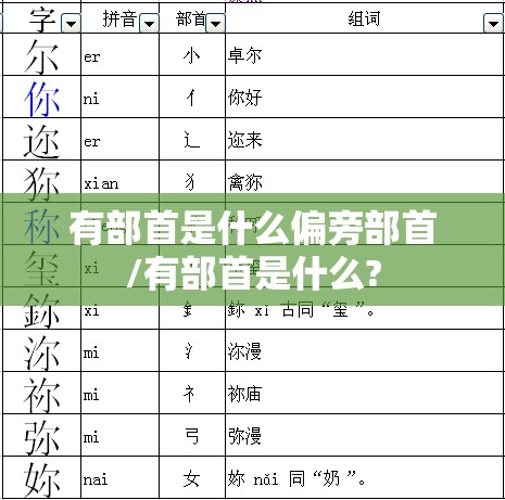 有部首是什么偏旁部首/有部首是什么?