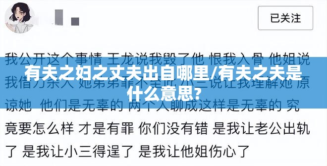 有夫之妇之丈夫出自哪里/有夫之夫是什么意思?