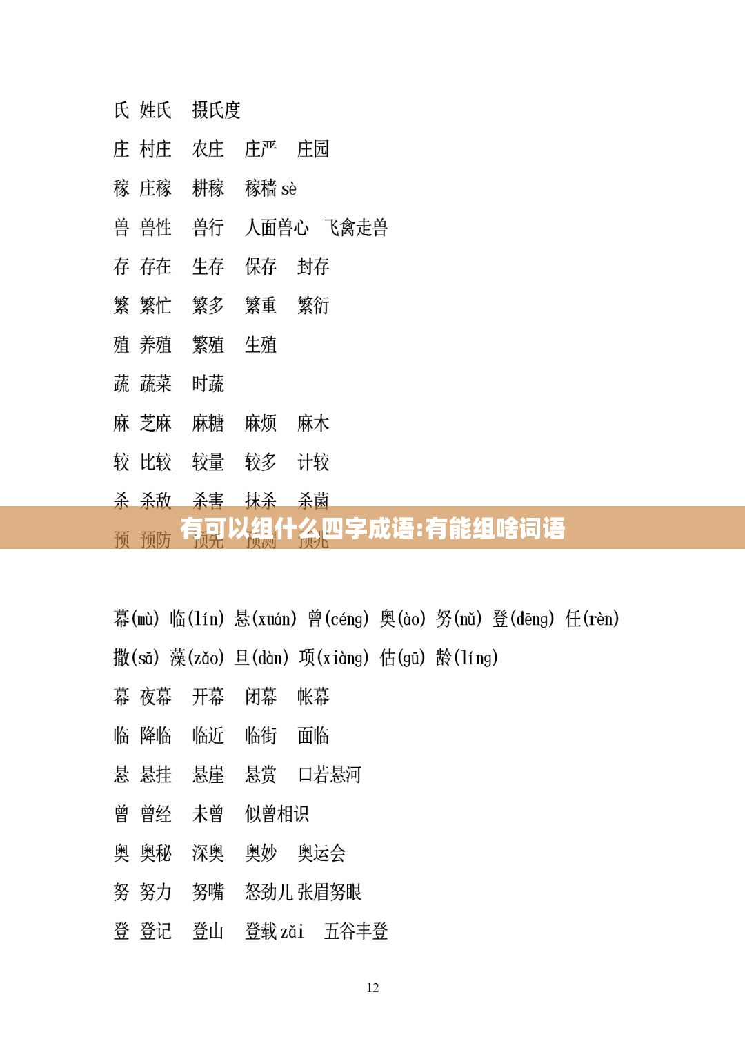 有可以组什么四字成语:有能组啥词语