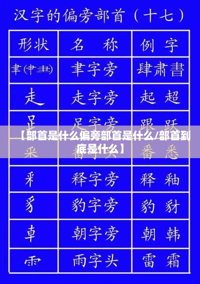 【部首是什么偏旁部首是什么/部首到底是什么】