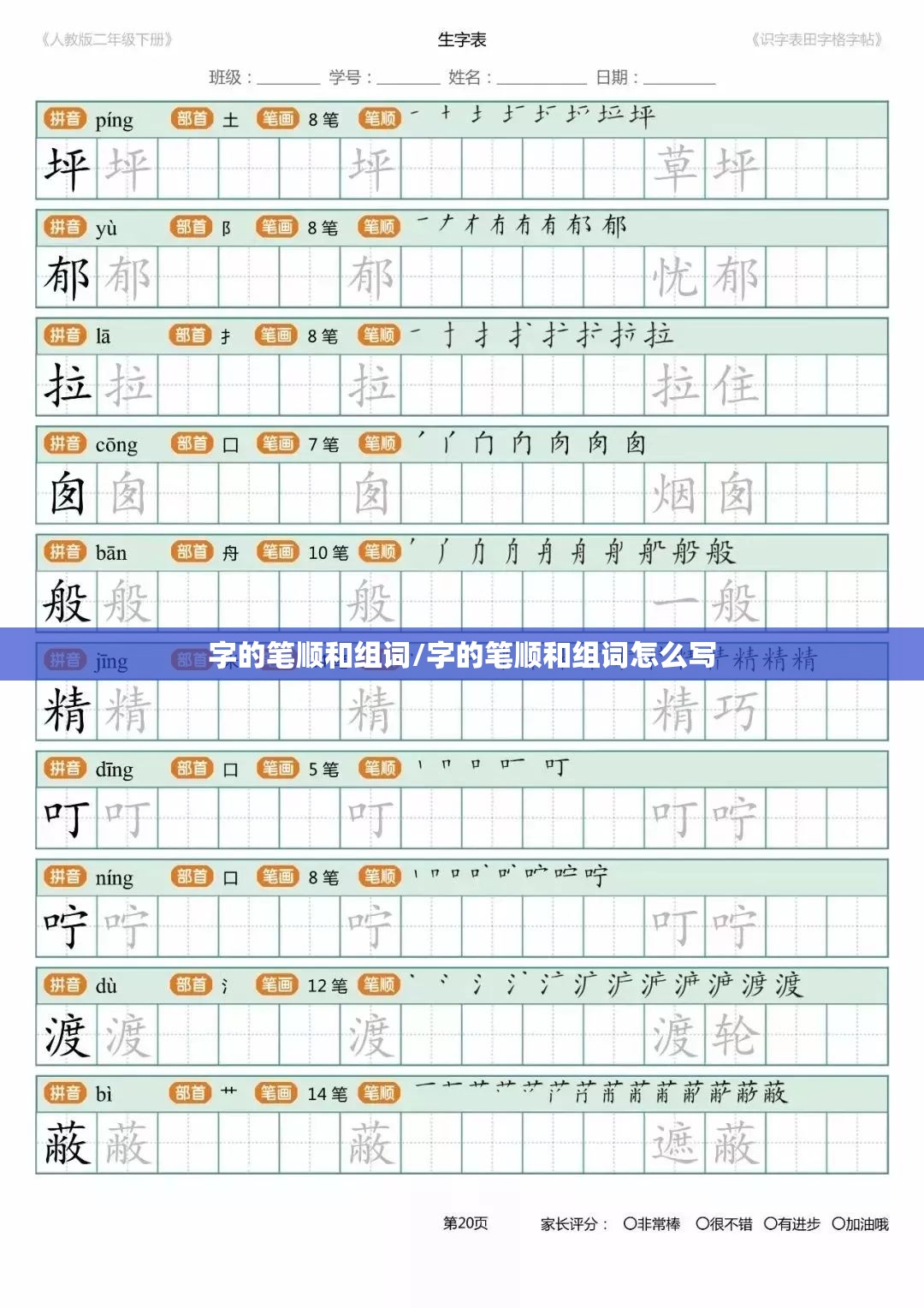 字的笔顺和组词/字的笔顺和组词怎么写
