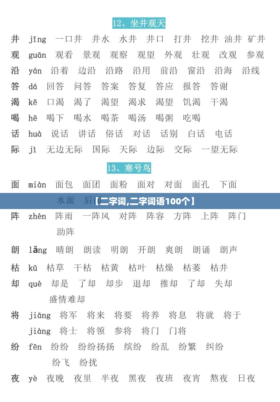 【二字词,二字词语100个】