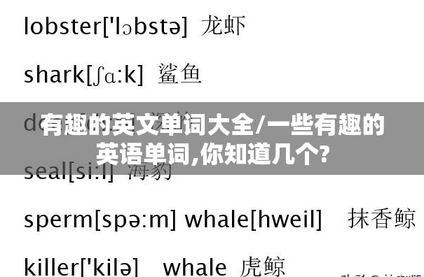 有趣的英文单词大全/一些有趣的英语单词,你知道几个?