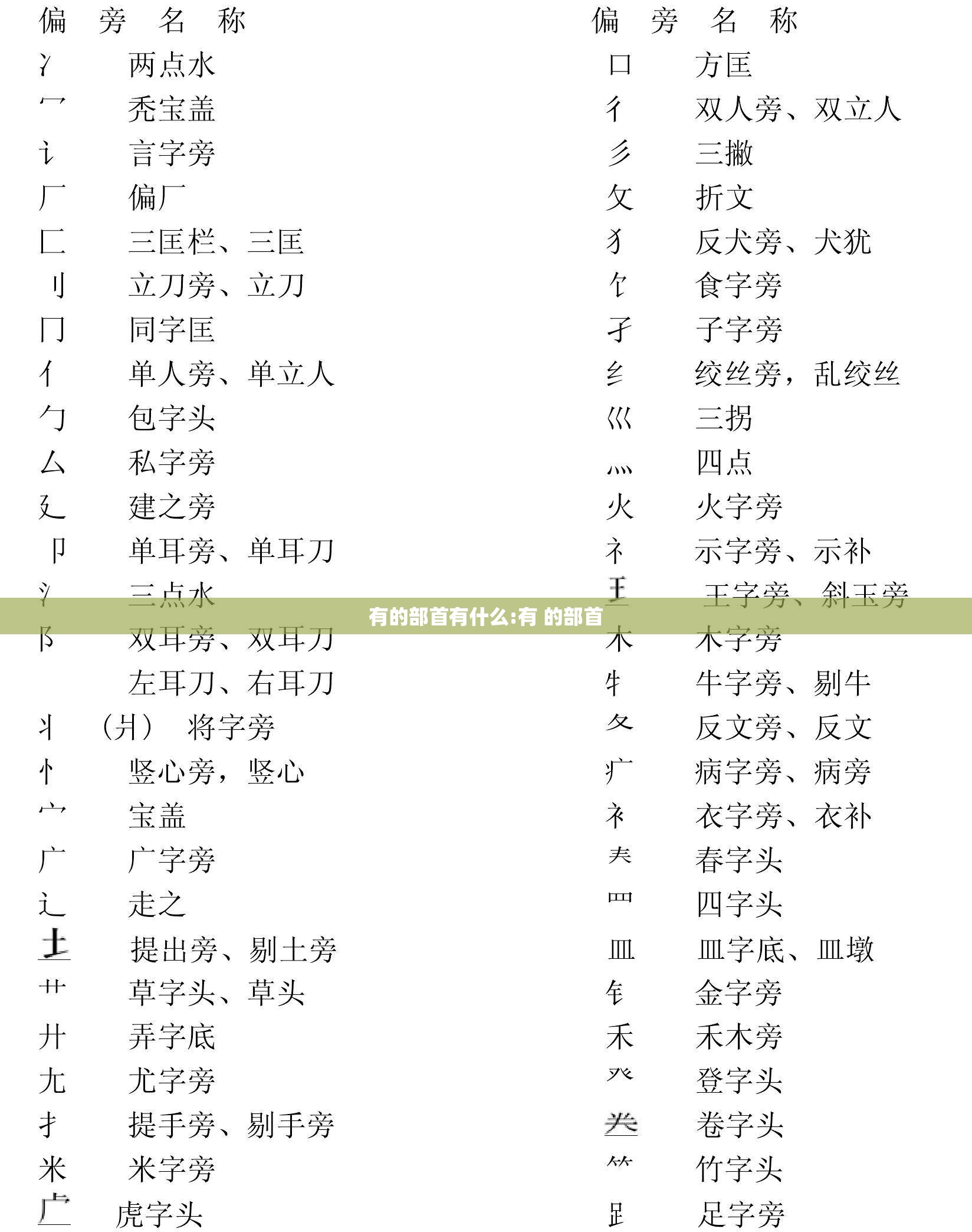 有的部首有什么:有 的部首