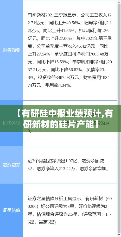 【有研硅中报业绩预计,有研新材的硅片产能】