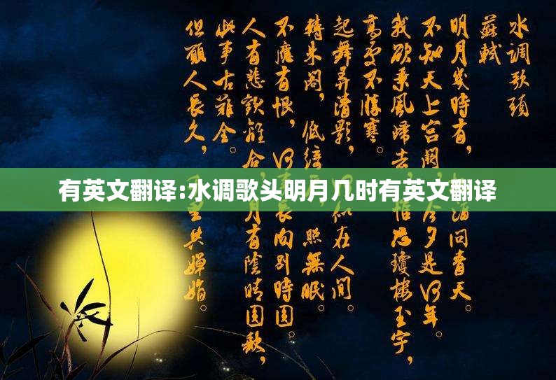 有英文翻译:水调歌头明月几时有英文翻译