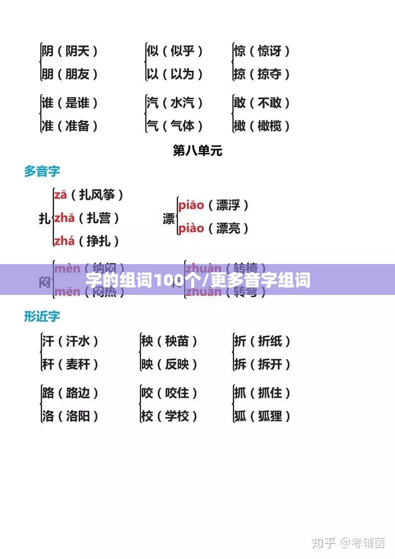 字的组词100个/更多音字组词