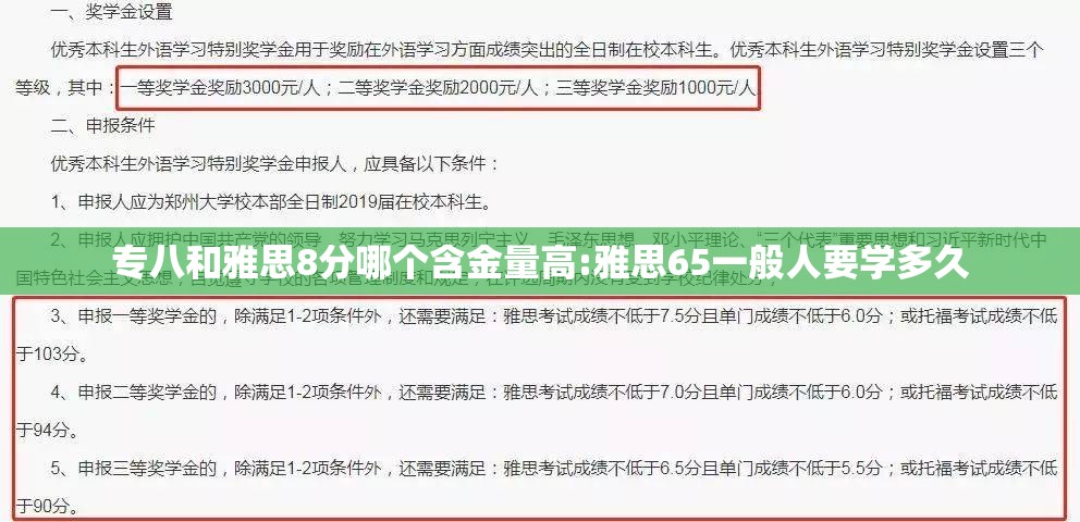 专八和雅思8分哪个含金量高:雅思65一般人要学多久