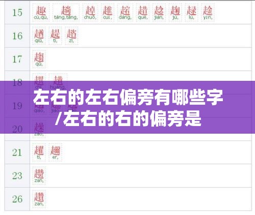 左右的左右偏旁有哪些字/左右的右的偏旁是