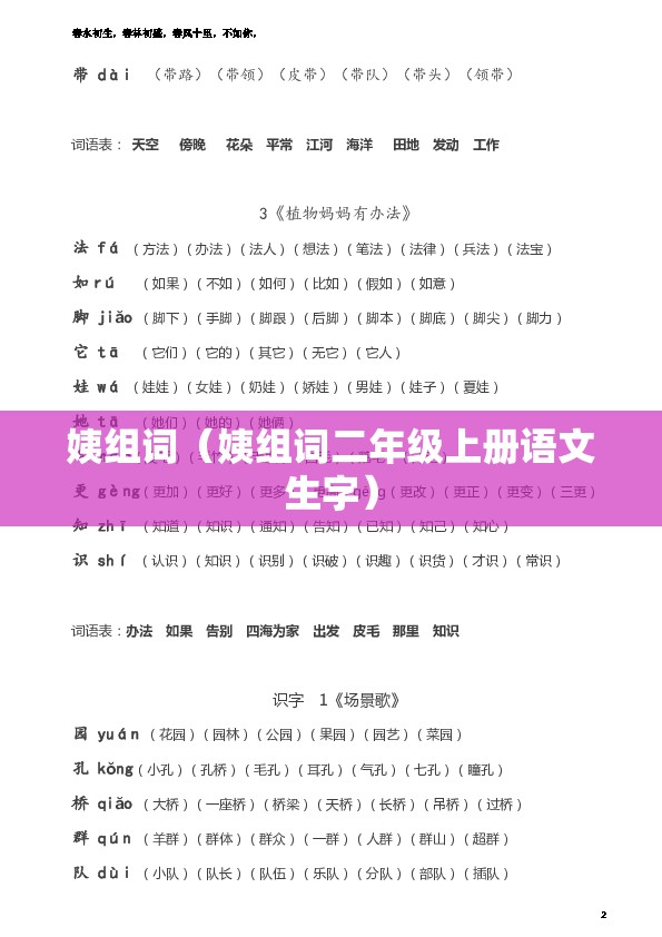 姨组词（姨组词二年级上册语文生字）