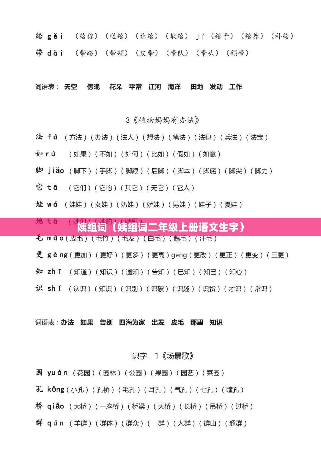 姨组词（姨组词二年级上册语文生字）