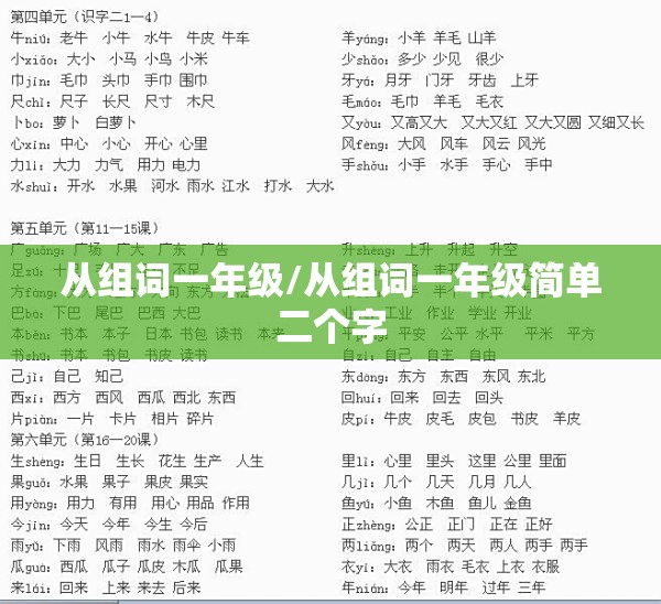 从组词一年级/从组词一年级简单二个字