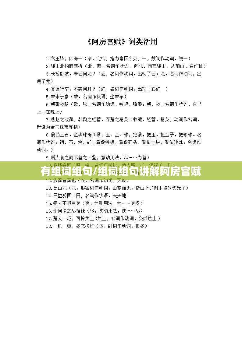 有组词组句/组词组句讲解阿房宫赋