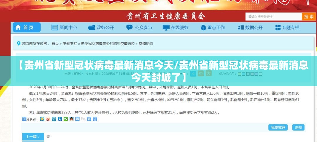 【贵州省新型冠状病毒最新消息今天/贵州省新型冠状病毒最新消息今天封城了】