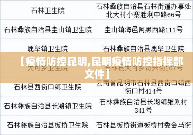 【疫情防控昆明,昆明疫情防控指挥部文件】